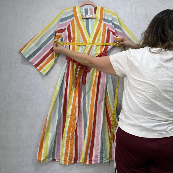 Atlantic pacific X Lake Striped Robe Women Small Multicolor Belted Kimono V Neck - Picture 3 of 7